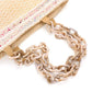 Madeline Love Pink Zigzag Chevron Patterned Celluloid Acetate Handle Straw Tote Bag - Bags & Wallets - extra