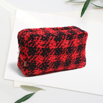 Madeline Love Black, Red Buffalo Check Travel Pouch Large - Bags & Wallets