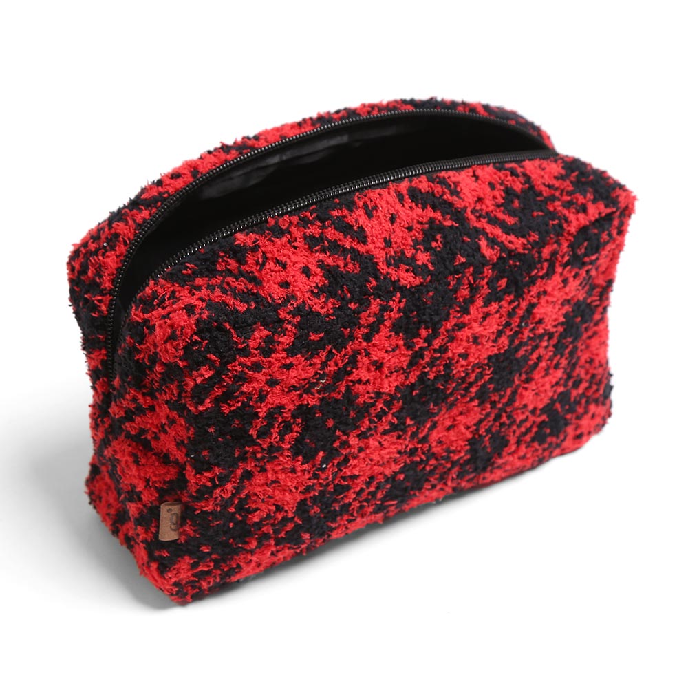 Madeline Love Black, Red Buffalo Check Travel Pouch Large - Bags & Wallets - desc