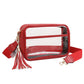 Madeline Love Burgundy, Clear Faux Leather Transparent Rectangular Crossbody Bag - Bags & Wallets - desc