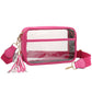Madeline Love Clear, Fuchsia Faux Leather Transparent Rectangular Crossbody Bag - Bags & Wallets - desc