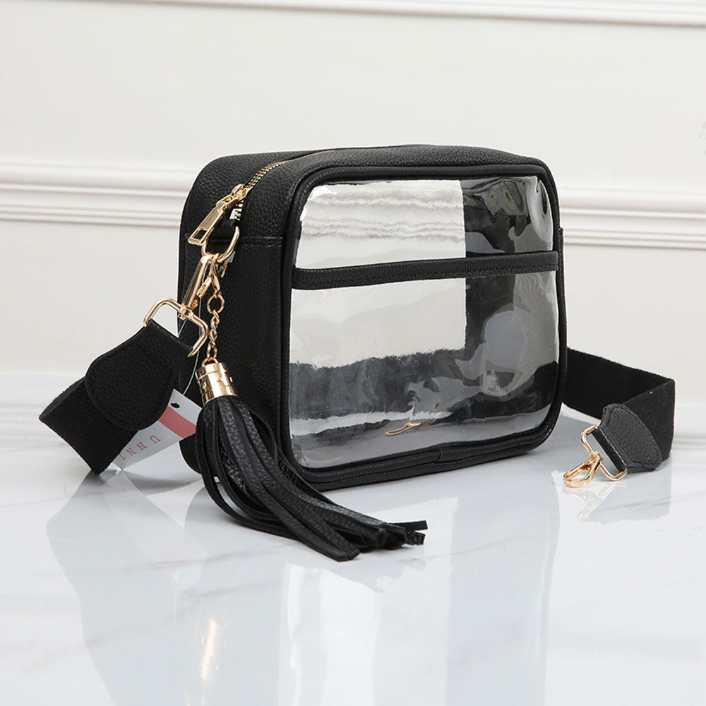 Madeline Love Clear, Orange Faux Leather Transparent Rectangular Crossbody Bag - Bags & Wallets - extra