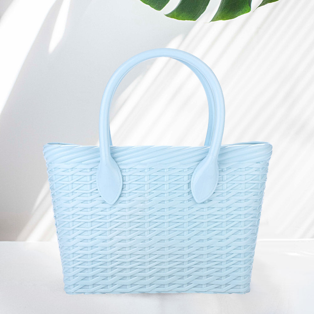 Madeline Love Light Blue Solid Jelly Tote Bag - Bags & Wallets