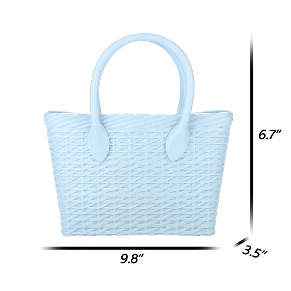 Madeline Love Light Blue Solid Jelly Tote Bag - Bags & Wallets - desc