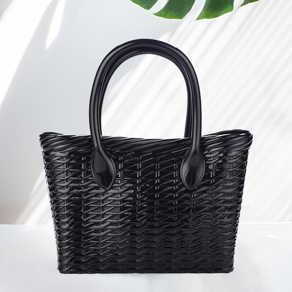 Madeline Love Black Solid Jelly Tote Bag - Bags & Wallets