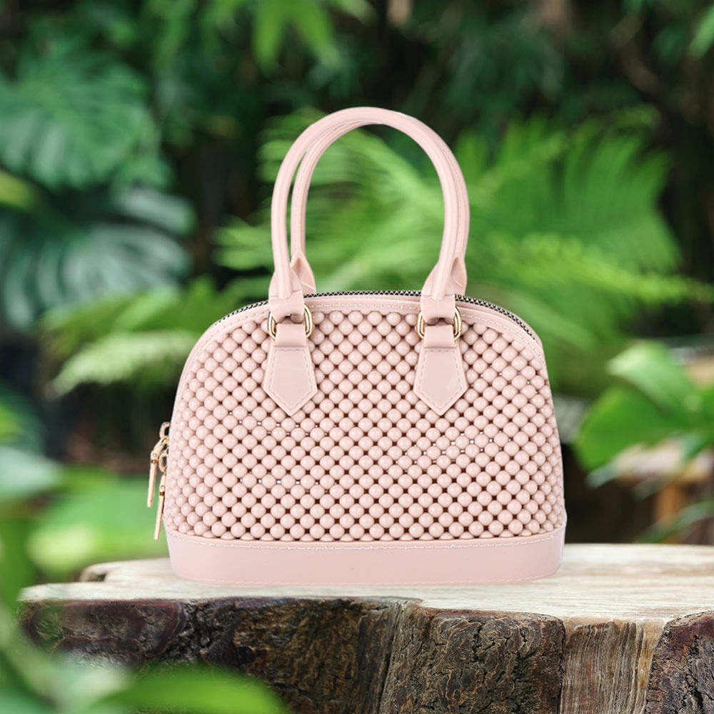 Madeline Love Beige Solid Jelly Rubber Tote / Crossbody Bag - Bags & Wallets