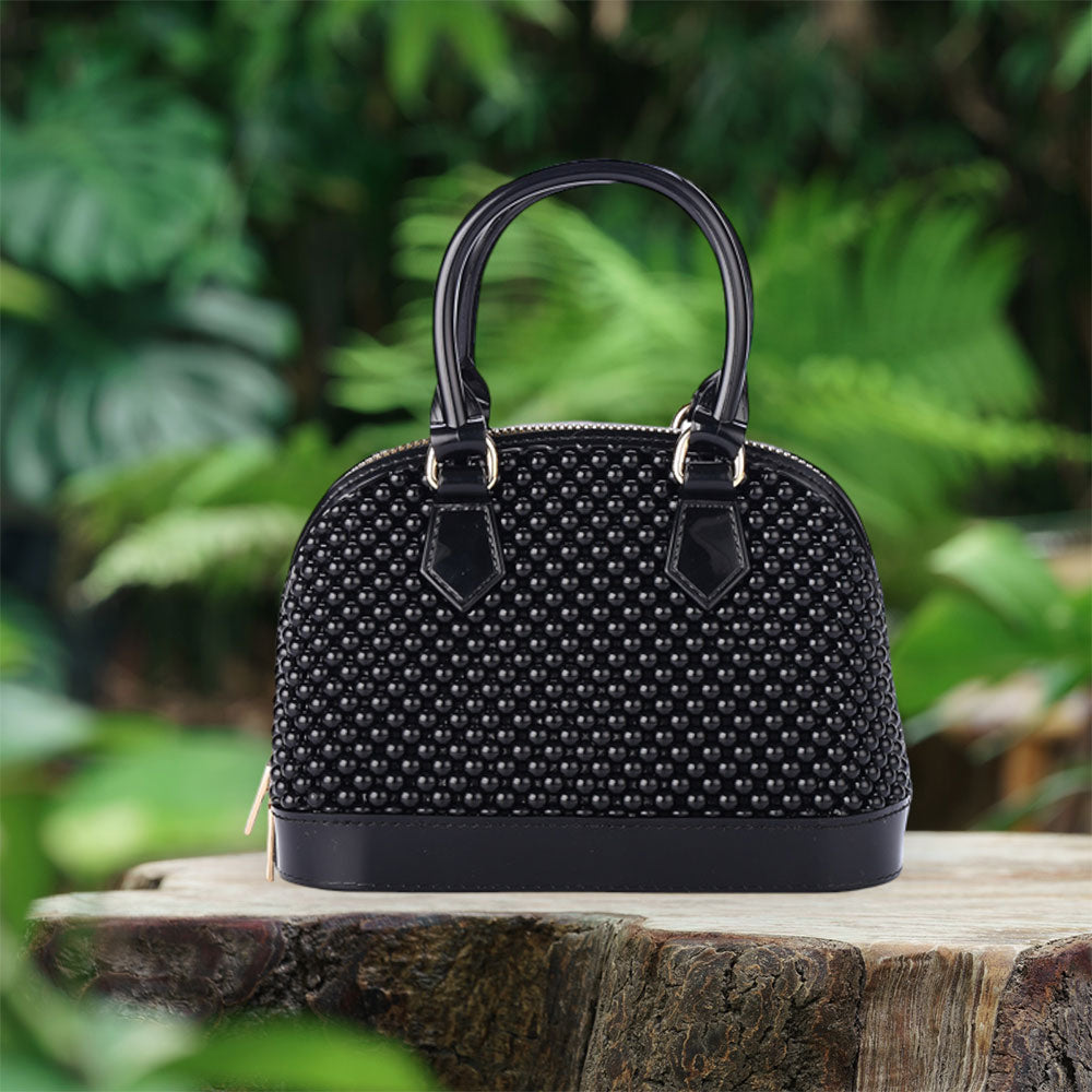 Madeline Love Black Solid Jelly Rubber Tote / Crossbody Bag - Bags & Wallets