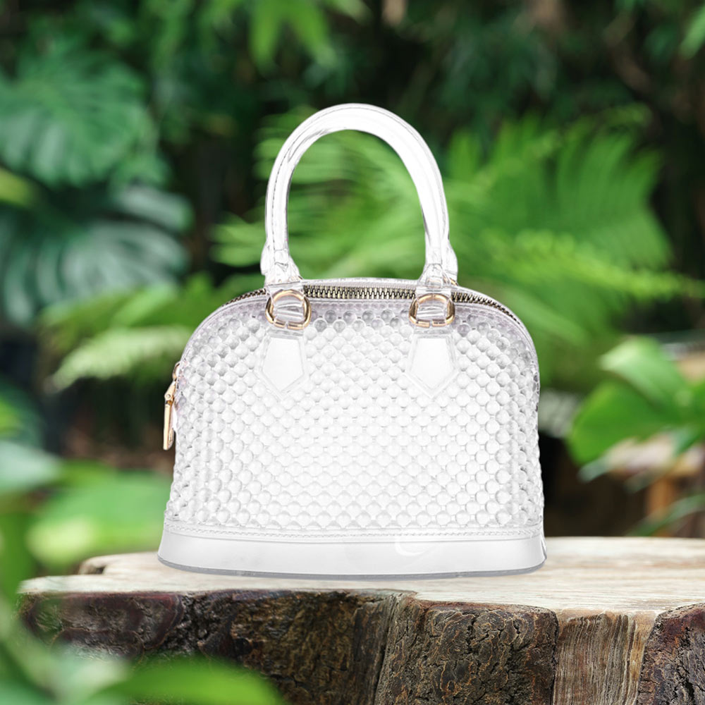 Madeline Love Clear Solid Jelly Rubber Tote / Crossbody Bag - Bags & Wallets