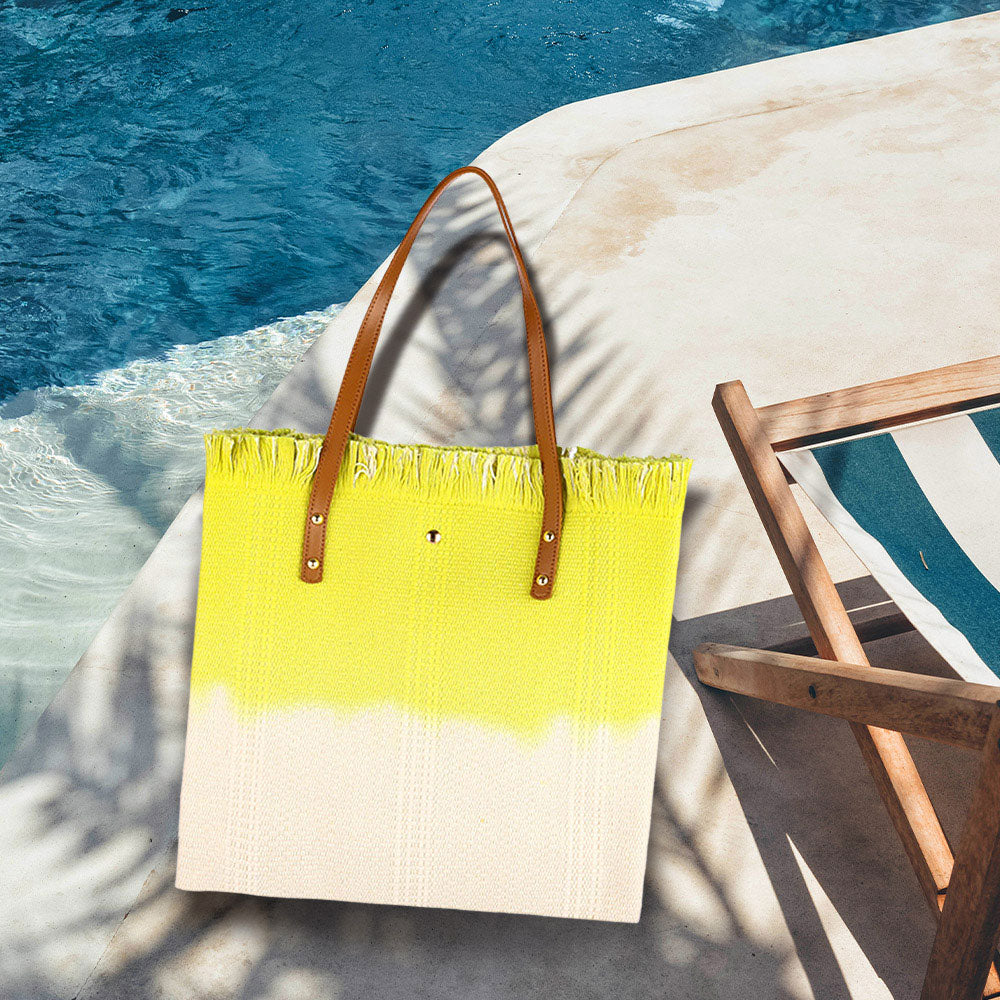 Madeline Love Green Frayed Fringe Edged Two Tone Dip Dyed Shoulder Bag - Bags & Wallets