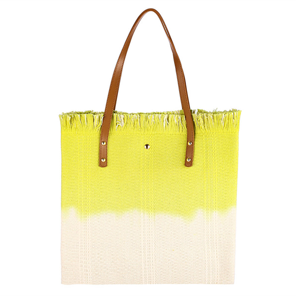 Madeline Love Green Frayed Fringe Edged Two Tone Dip Dyed Shoulder Bag - Bags & Wallets - desc
