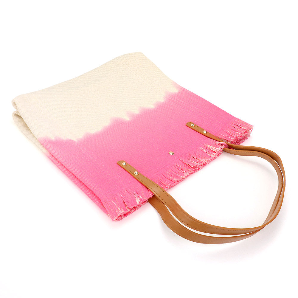 Madeline Love Green Frayed Fringe Edged Two Tone Dip Dyed Shoulder Bag - Bags & Wallets - extra