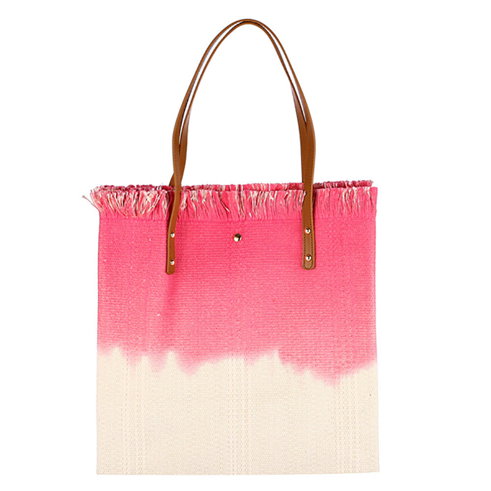 Madeline Love Pink Frayed Fringe Edged Two Tone Dip Dyed Shoulder Bag - Bags & Wallets - desc