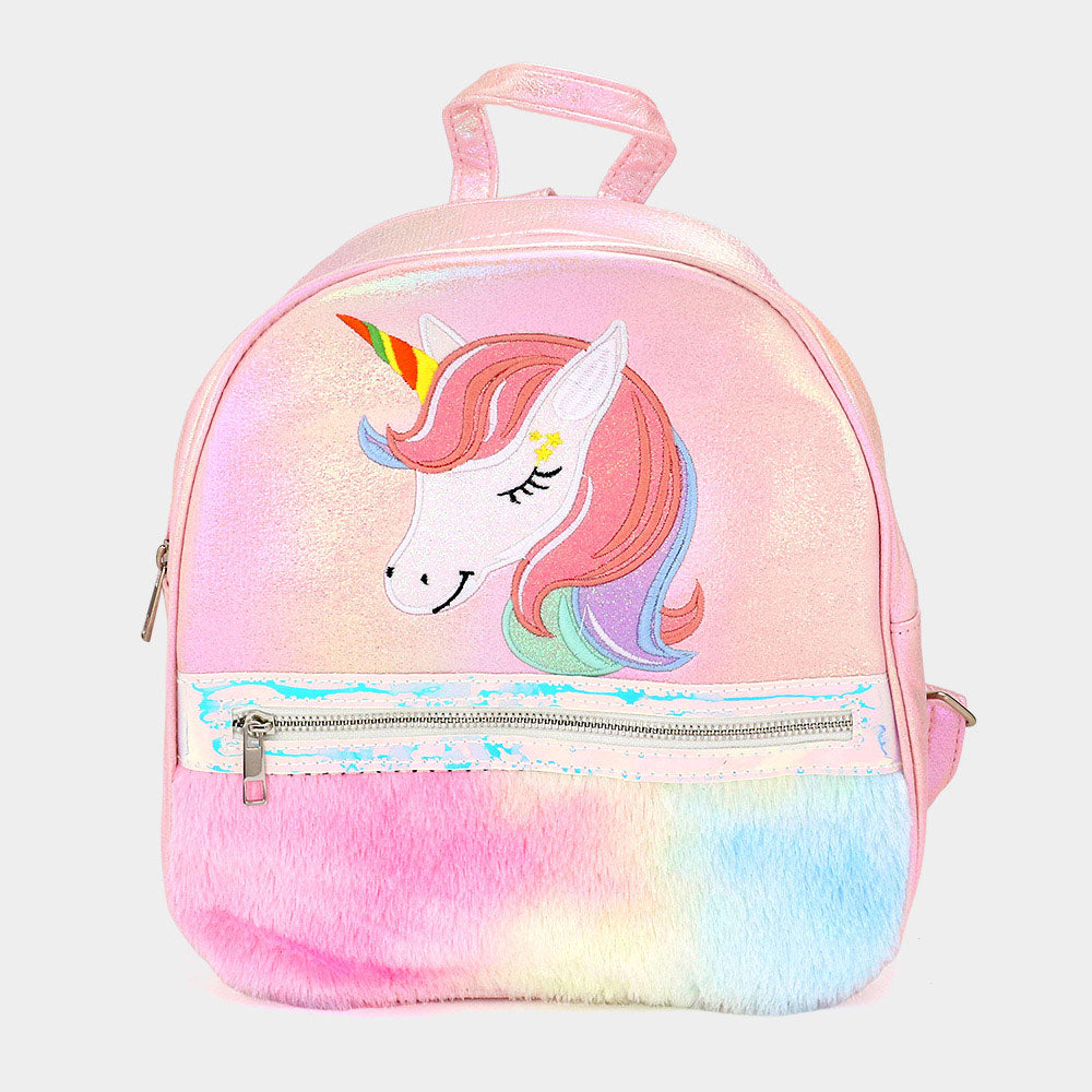 Madeline Love Pink Fuzzy Unicorn Metallic Backpack Bag - Bags & Wallets