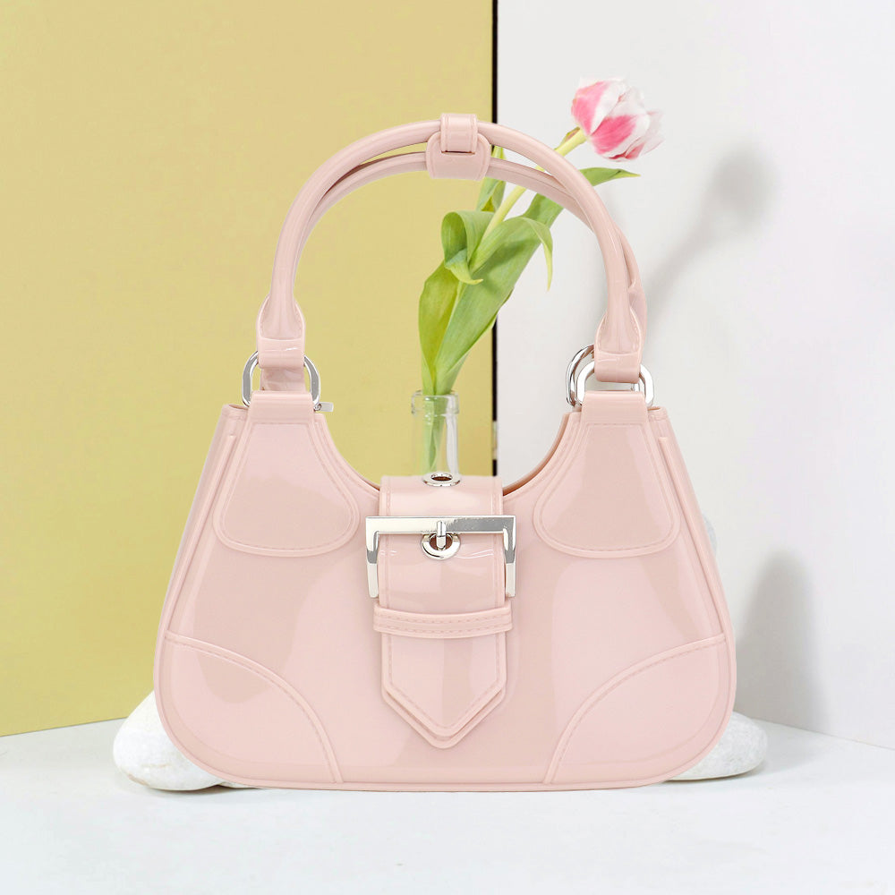 Madeline Love Beige Buckle Pointed Jelly Shoulder Bag / Hand Bag - Bags & Wallets