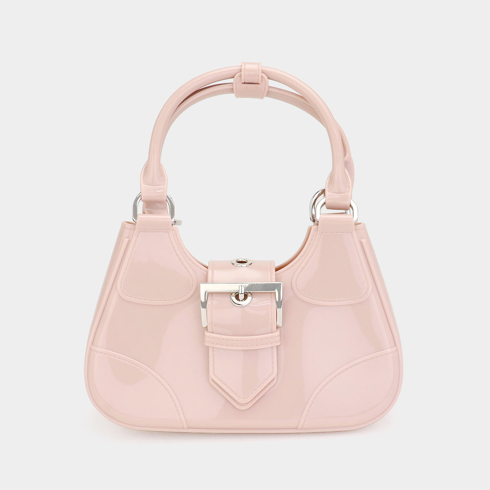 Madeline Love Beige Buckle Pointed Jelly Shoulder Bag / Hand Bag - Bags & Wallets - desc