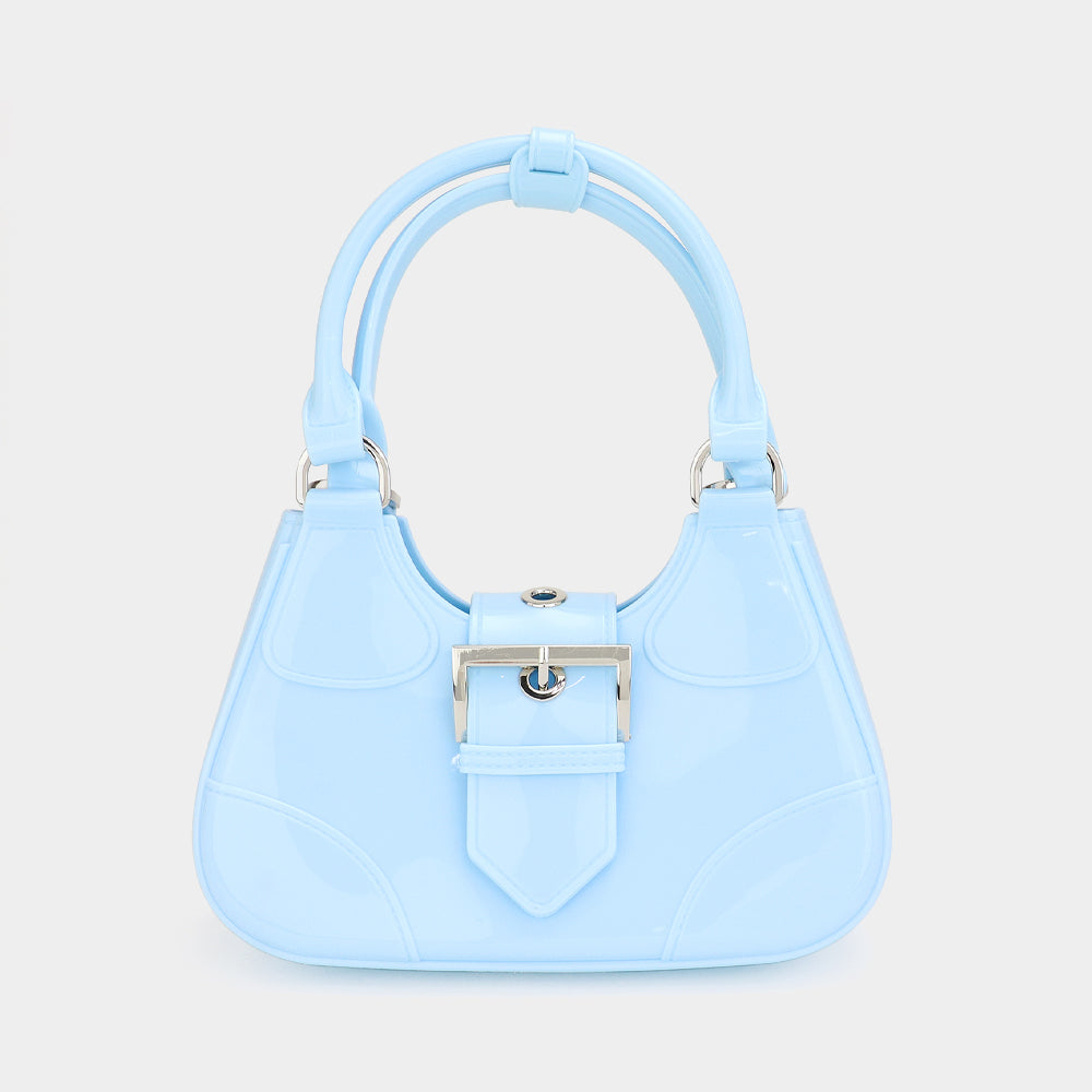 Madeline Love Blue Buckle Pointed Jelly Shoulder Bag / Hand Bag - Bags & Wallets - desc