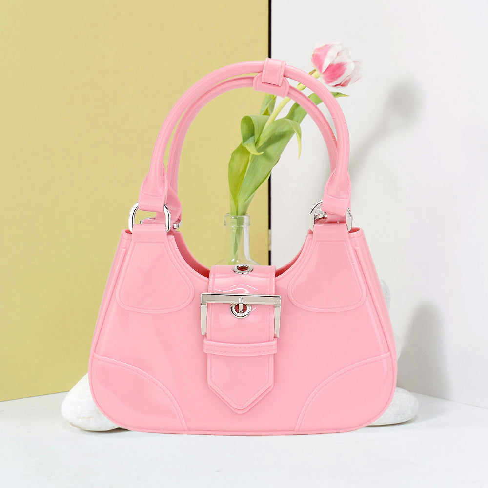 Madeline Love Pink Buckle Pointed Jelly Shoulder Bag / Hand Bag - Bags & Wallets