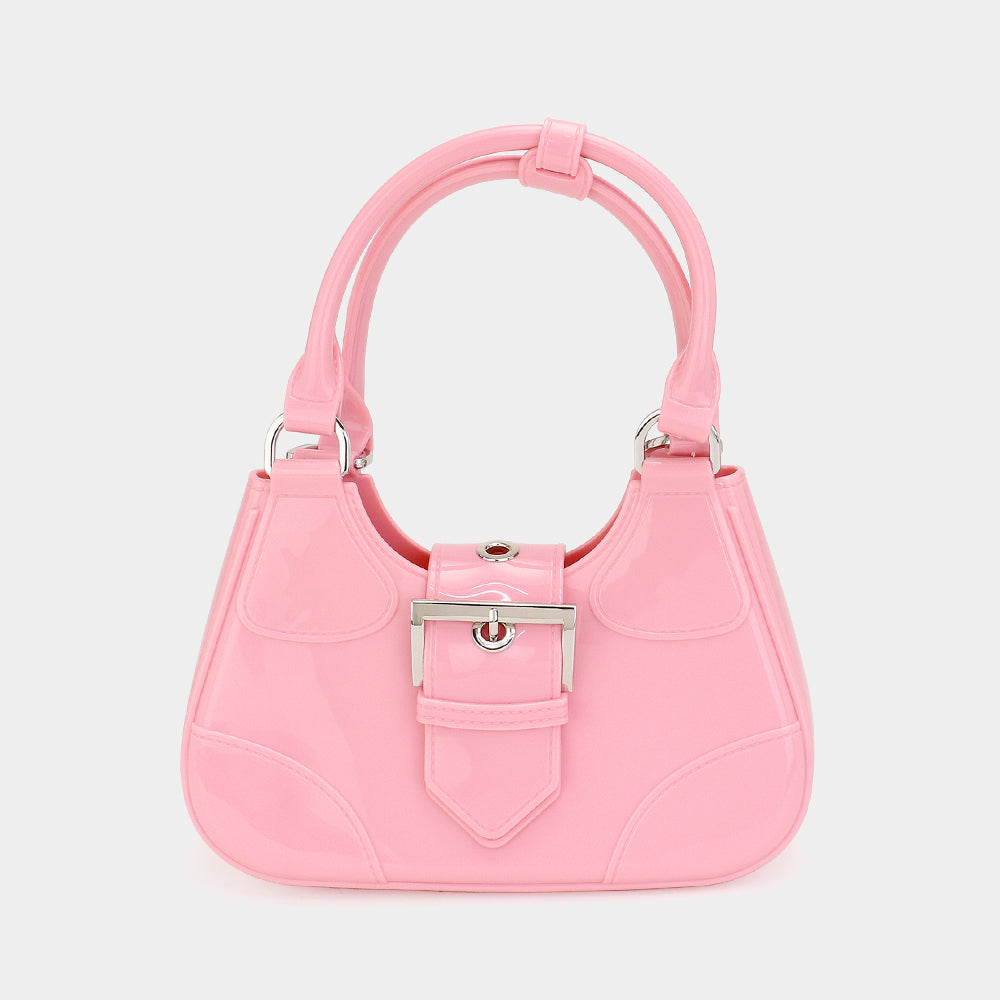 Madeline Love Pink Buckle Pointed Jelly Shoulder Bag / Hand Bag - Bags & Wallets - desc