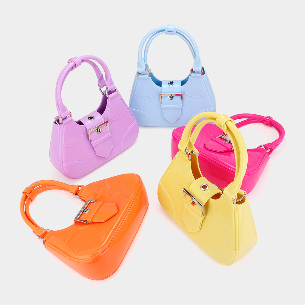 Madeline Love Pink Buckle Pointed Jelly Shoulder Bag / Hand Bag - Bags & Wallets - extra