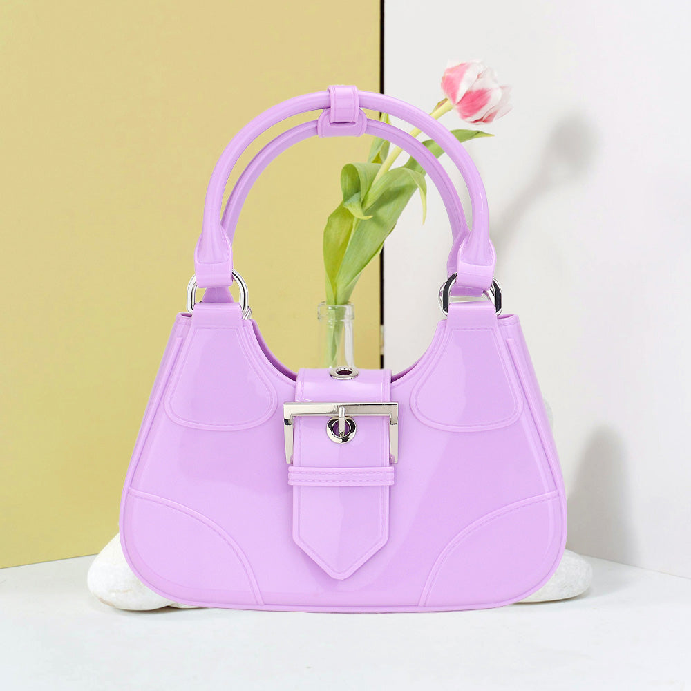 Madeline Love Purple Buckle Pointed Jelly Shoulder Bag / Hand Bag - Bags & Wallets