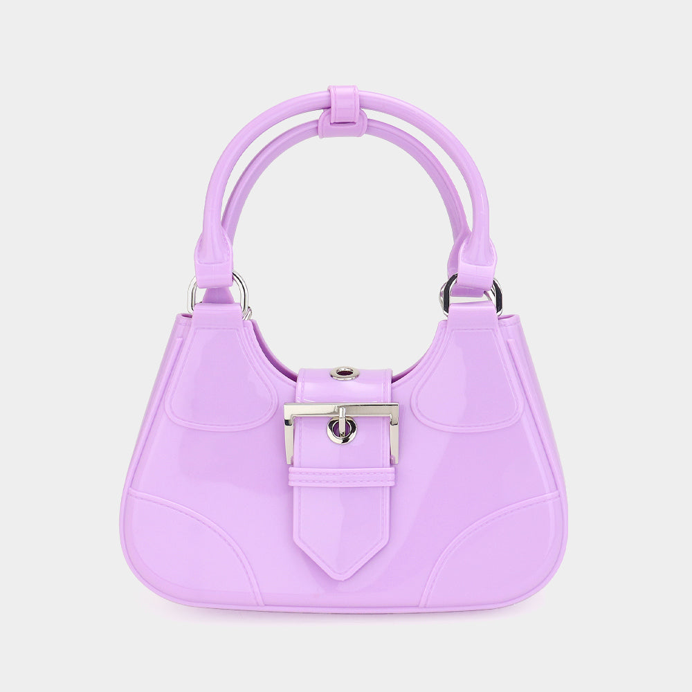 Madeline Love Purple Buckle Pointed Jelly Shoulder Bag / Hand Bag - Bags & Wallets - desc