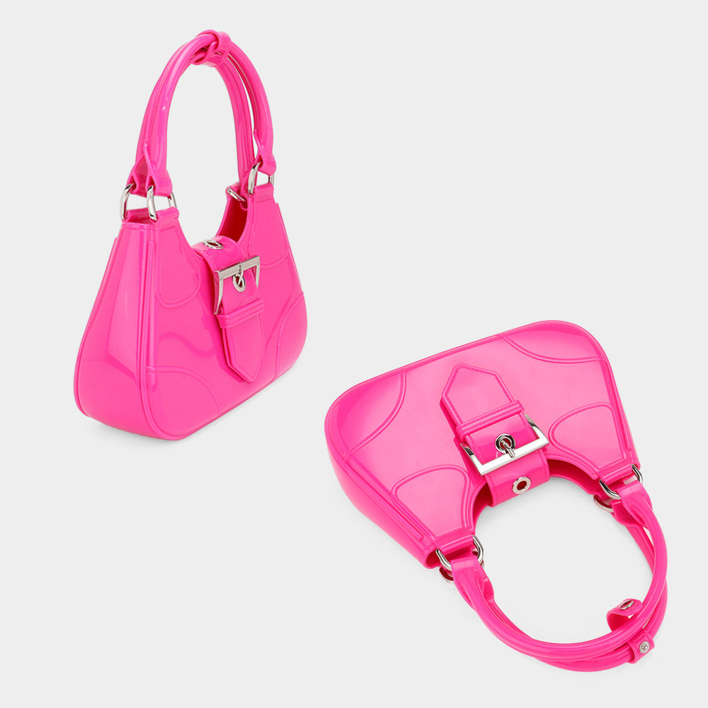 Madeline Love Purple Buckle Pointed Jelly Shoulder Bag / Hand Bag - Bags & Wallets - extra