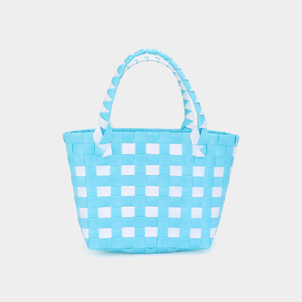 Madeline Love Blue Basket Weave Mini Micro Tote Bag - Bags & Wallets