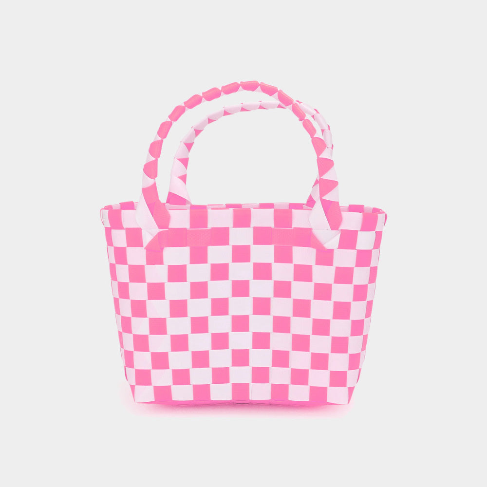 Madeline Love Pink Basket Weave Mini Micro Tote Bag - Bags & Wallets