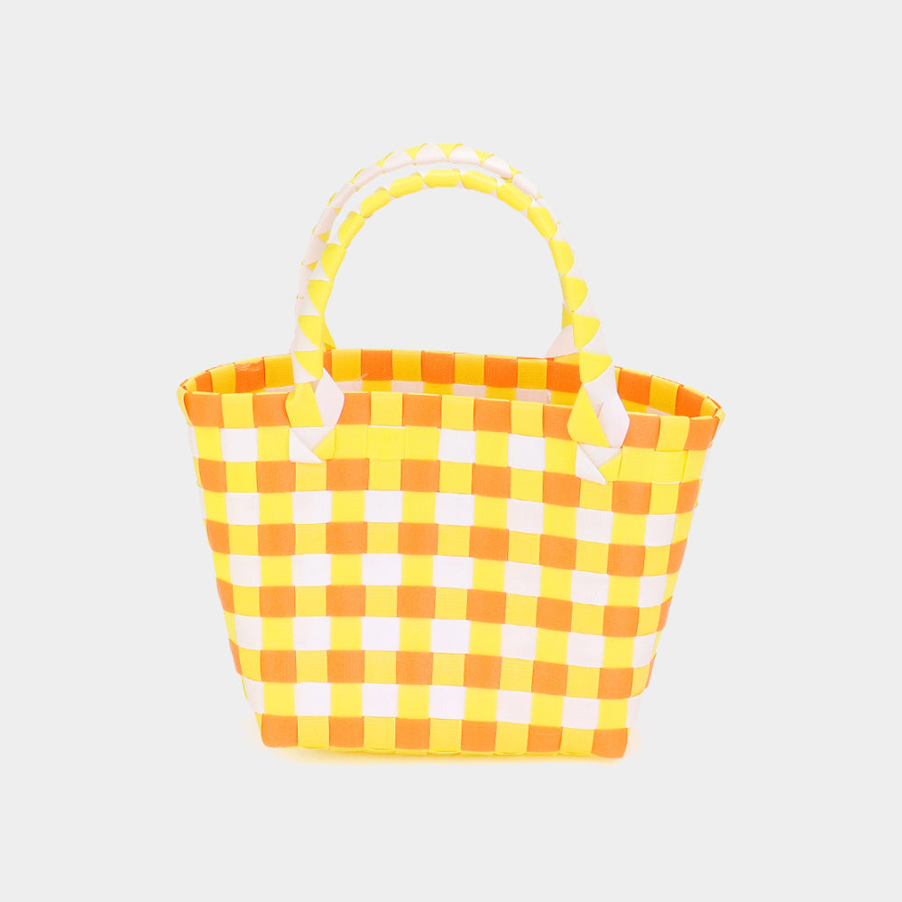 Madeline Love Yellow Basket Weave Mini Micro Tote Bag - Bags & Wallets