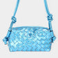 Madeline Love Blue Metallic Faux Leather Weaved Crossbody Bag - Bags & Wallets - desc