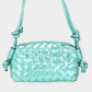 Madeline Love Lime Metallic Faux Leather Weaved Crossbody Bag - Bags & Wallets - desc