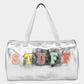 Madeline Love Silver STUFF Message Metallic Top Handle Duffle Bag / Crossbody Bag - Bags & Wallets