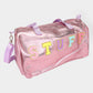 Madeline Love Silver STUFF Message Metallic Top Handle Duffle Bag / Crossbody Bag - Bags & Wallets - extra