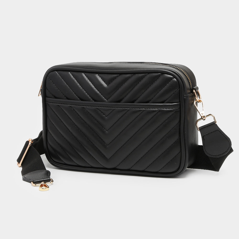 Madeline Love Black Chevron Patterned Rectangle Crossbody Bag - Bags & Wallets