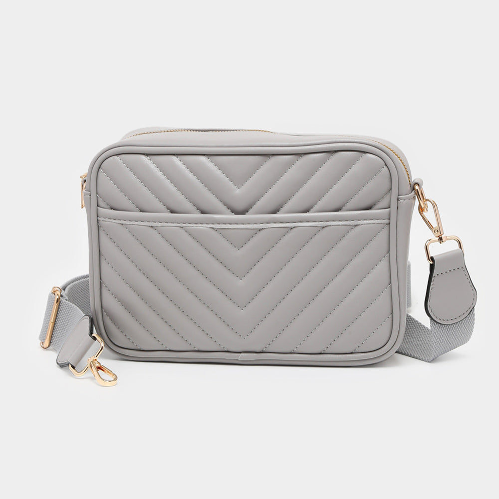 Madeline Love Gray Chevron Patterned Rectangle Crossbody Bag - Bags & Wallets