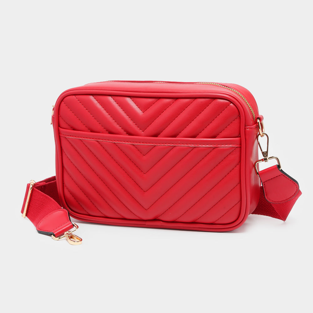 Madeline Love Red Chevron Patterned Rectangle Crossbody Bag - Bags & Wallets