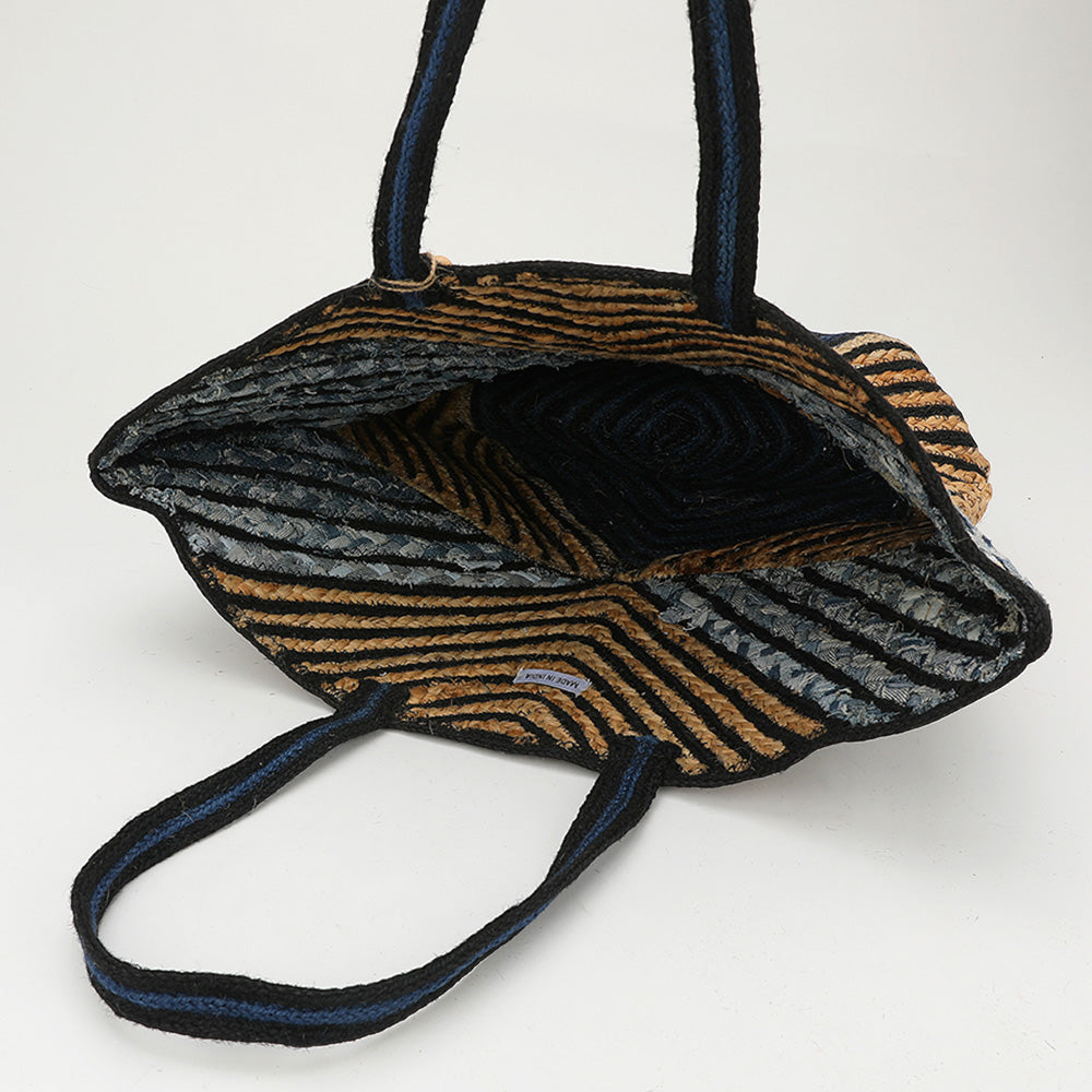 Madeline Love Multi Chevron Woven Wooden Tassel Straw Tote Bag - Bags & Wallets - extra