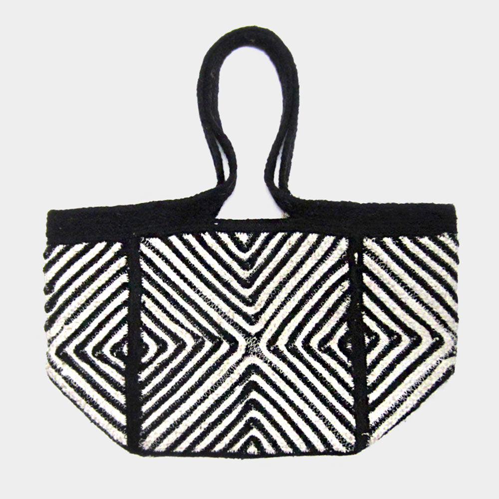 Madeline Love Black Geometric Patterned Tote Bag - Bags & Wallets