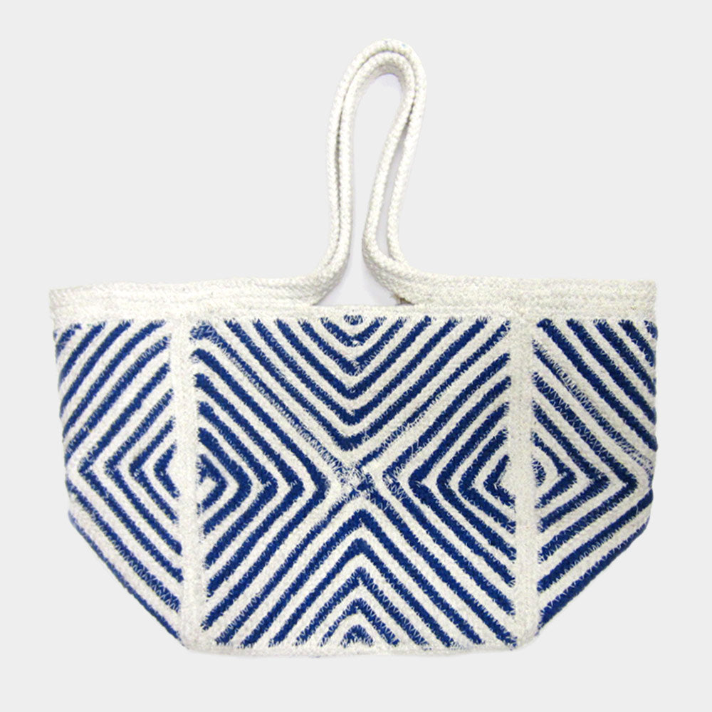 Madeline Love Blue Geometric Patterned Tote Bag - Bags & Wallets