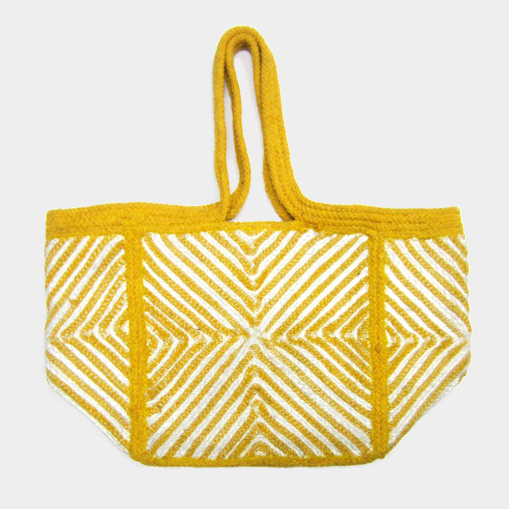 Madeline Love Yellow Geometric Patterned Tote Bag - Bags & Wallets