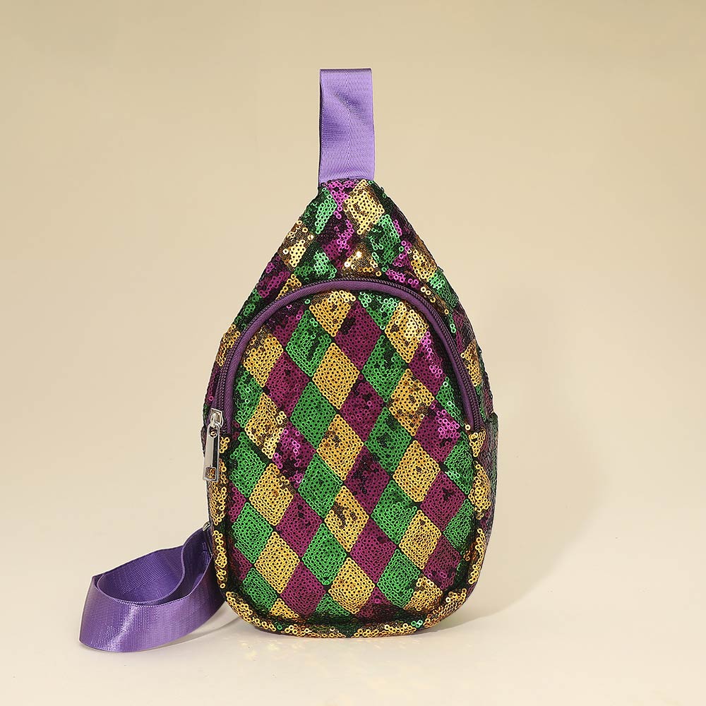 Madeline Love Multi Mardi Gras Diamond Chevron Sling Bag - Bags & Wallets
