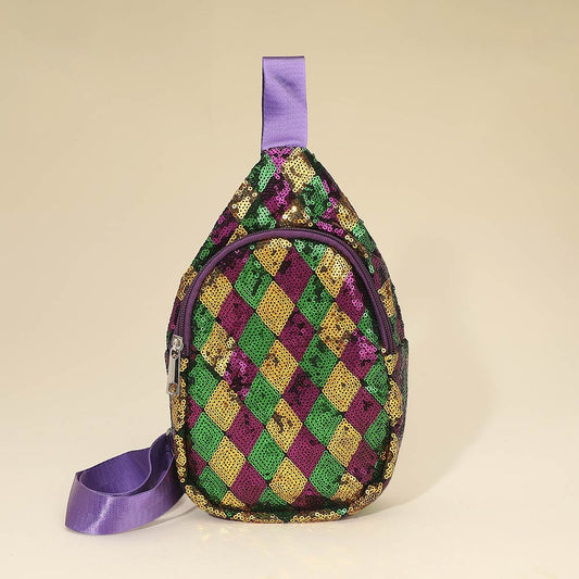 Madeline Love Multi Mardi Gras Diamond Chevron Sling Bag - Bags & Wallets