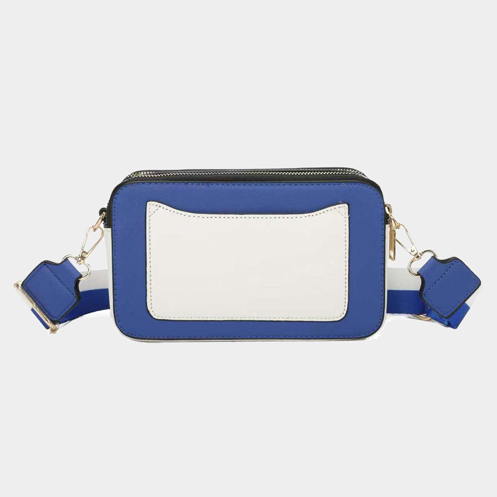 Madeline Love Navy, Orange Game Day Two Tone Faux Leather Rectangle Crossbody Bag - Bags & Wallets - desc