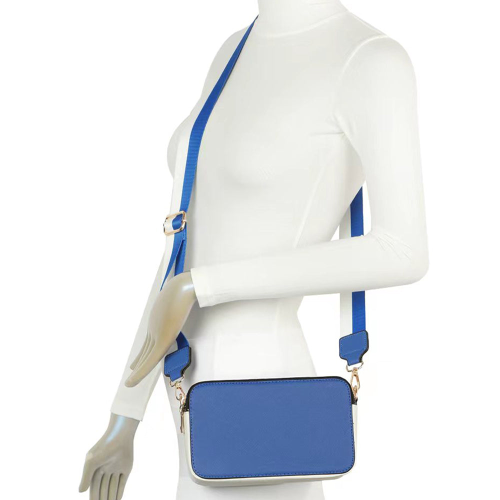 Madeline Love Navy, Orange Game Day Two Tone Faux Leather Rectangle Crossbody Bag - Bags & Wallets - extra