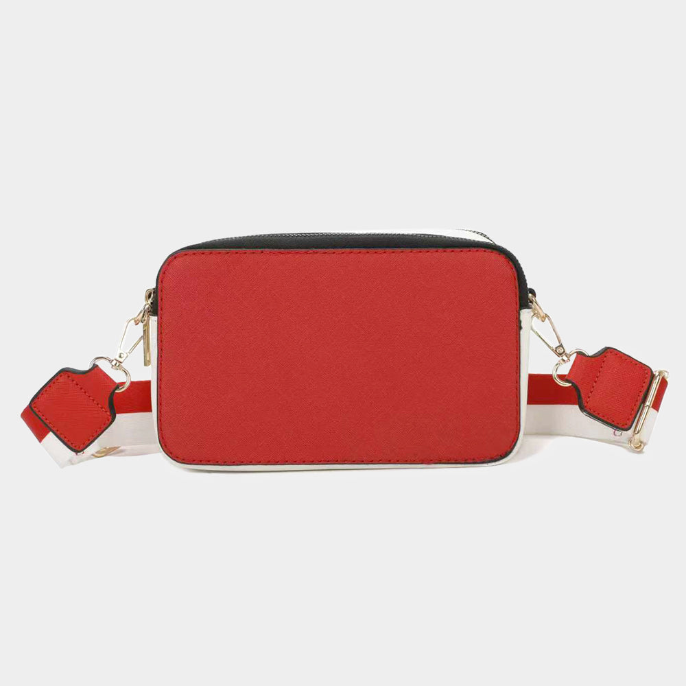Madeline Love Red, Red&White, White Game Day Two Tone Faux Leather Rectangle Crossbody Bag - Bags & Wallets