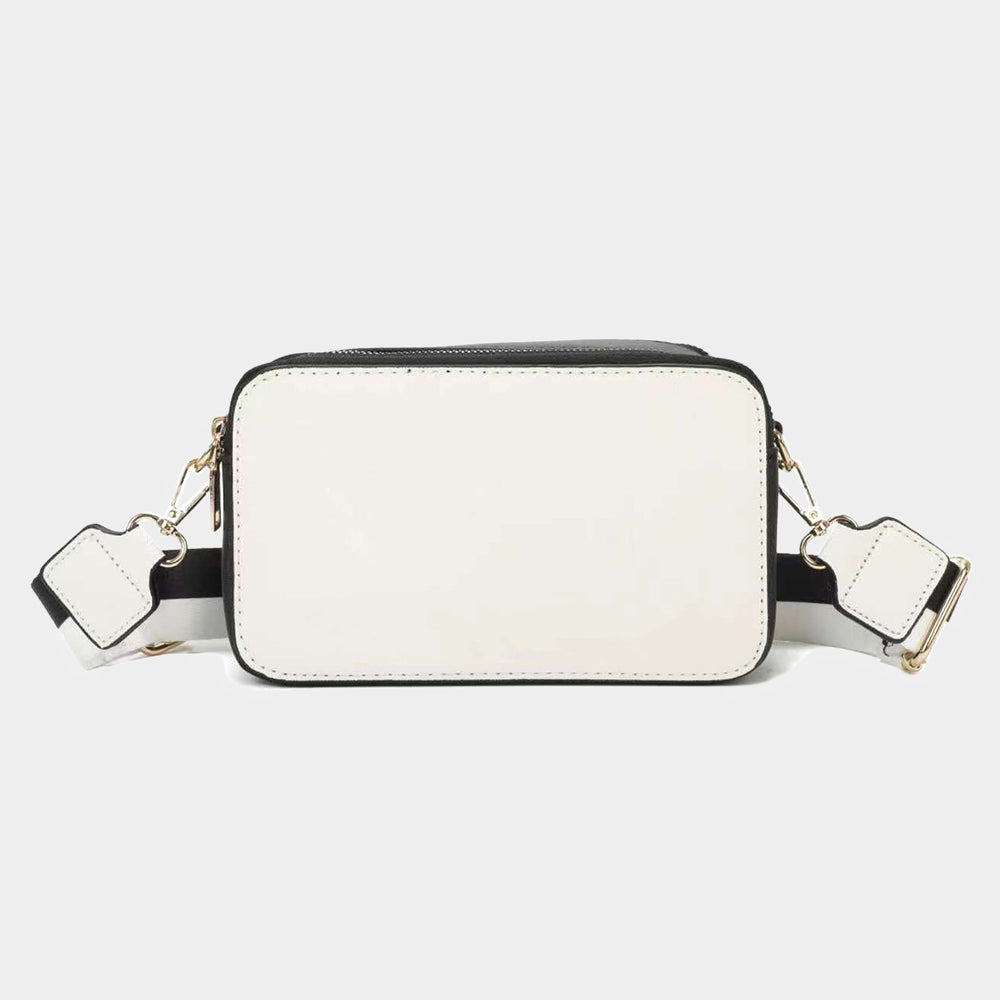 Madeline Love Black, White Game Day Two Tone Faux Leather Rectangle Crossbody Bag - Bags & Wallets