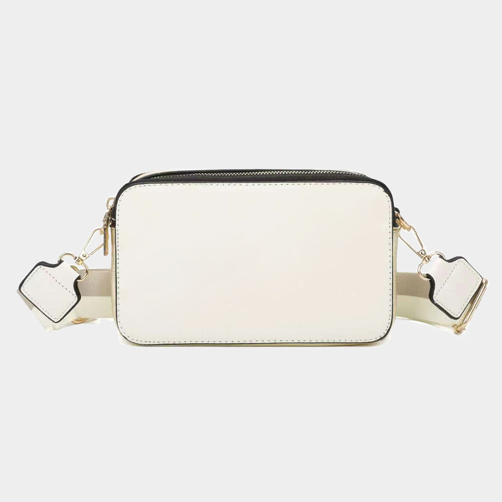 Madeline Love Gold, White Game Day Two Tone Faux Leather Rectangle Crossbody Bag - Bags & Wallets