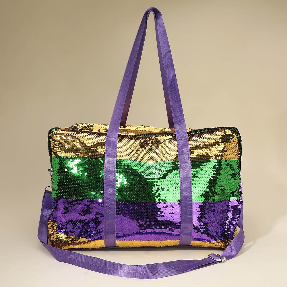 Madeline Love Multi Mardi Gras Sequin Shoulder Duffle Bag - Bags & Wallets