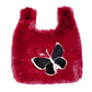 Madeline Love Burgundy Fluffy Faux Fur Butterfly Slouchy Tote Bag - Bags & Wallets - extra