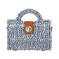 Madeline Love Blue Structured Top Handle Woven Mini Satchel Crossbody Bag - Bags & Wallets - desc